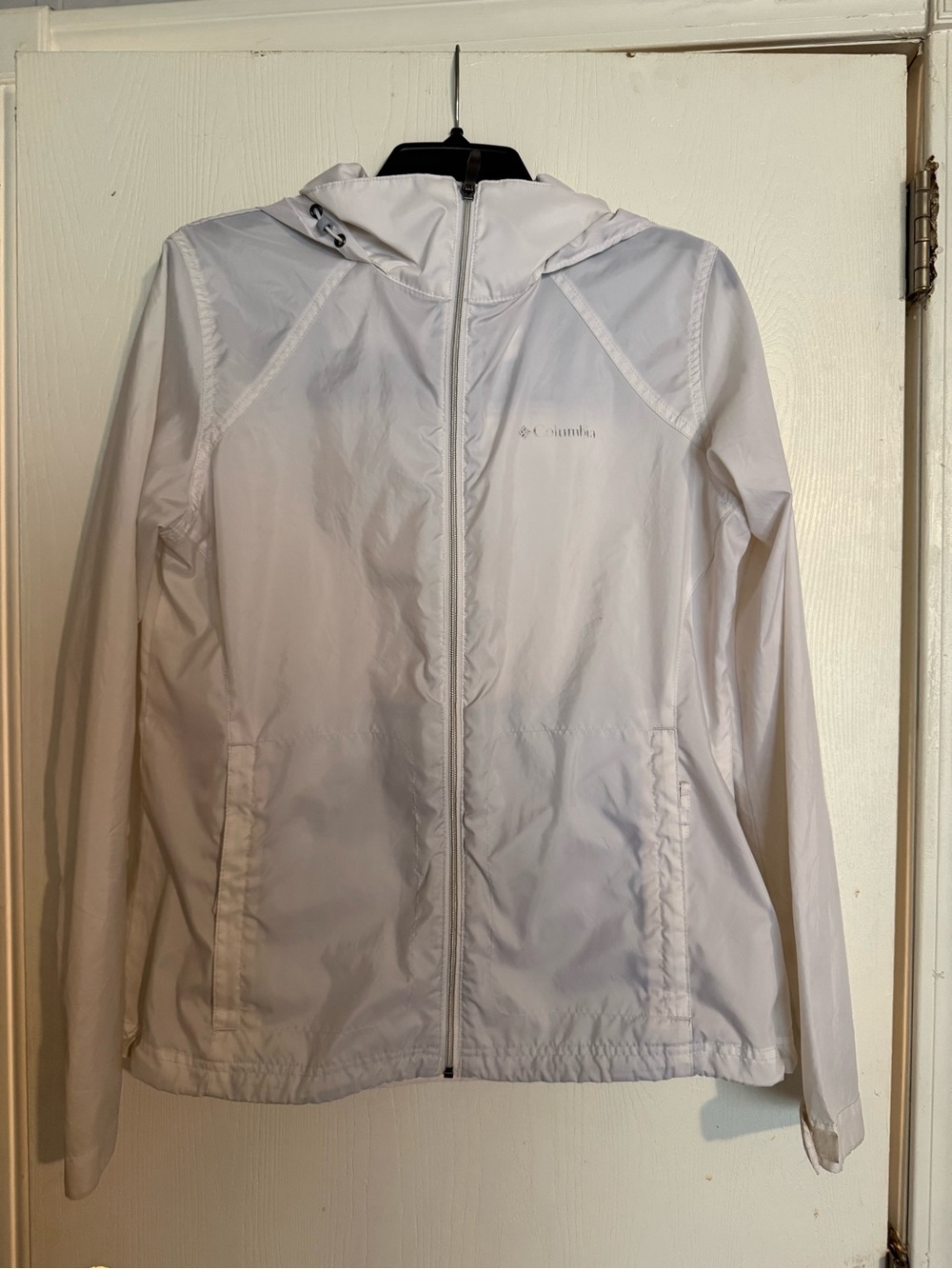 Columbia Women's Lightweight White Hooded Rain Jacket